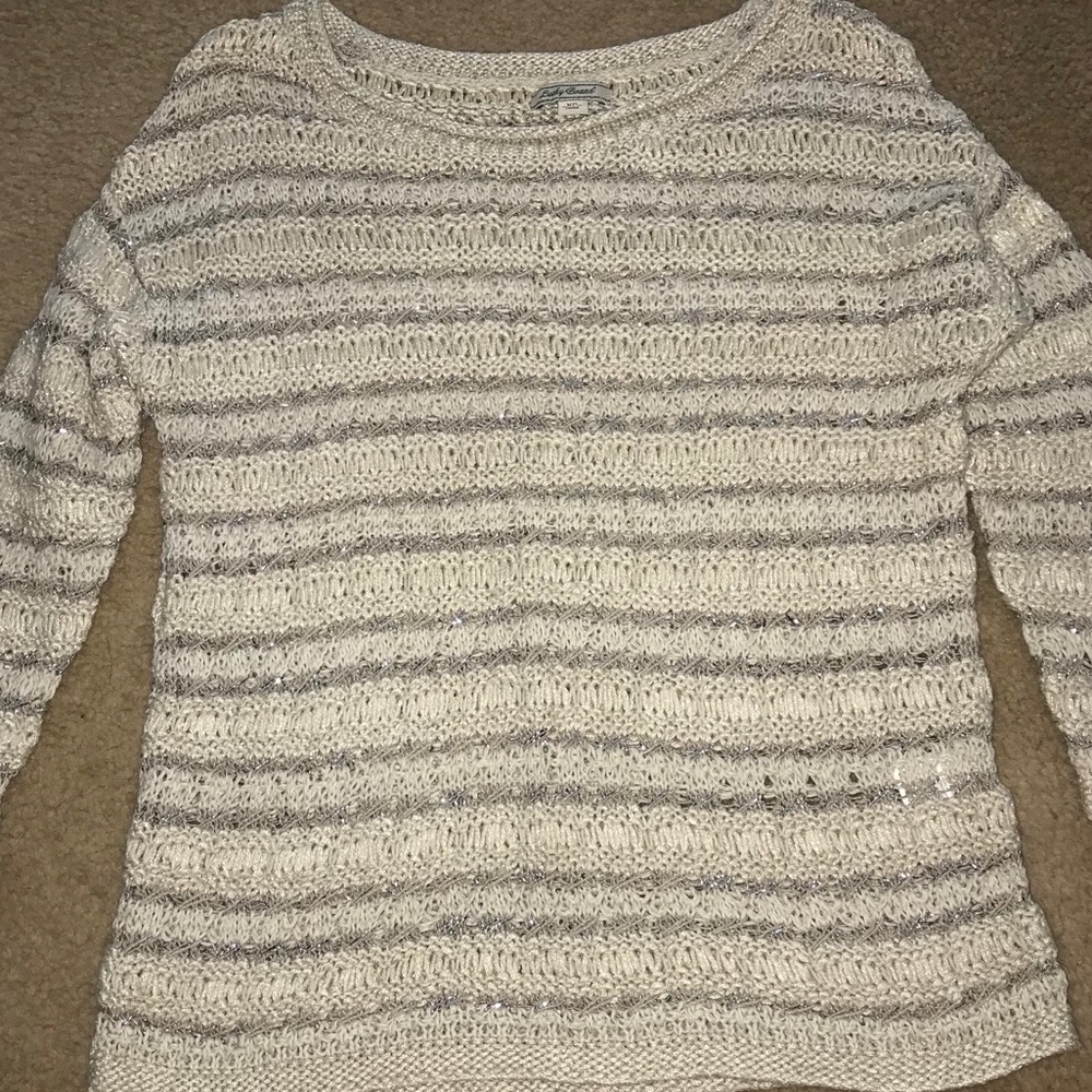 Lucky Brand Cream and Silver Sweater szXS